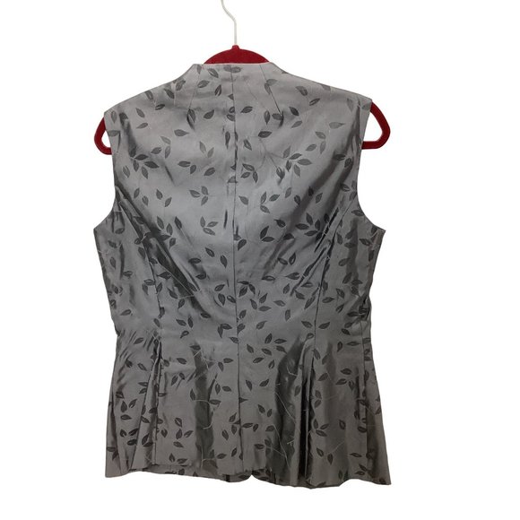 Vintage Escada Grey Leaf Sleeveless Silk Vest - Picture 2 of 5